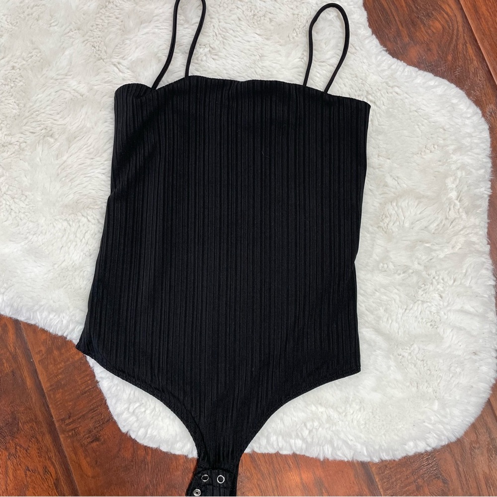 Dynamite Black Ribbed Bodysuit